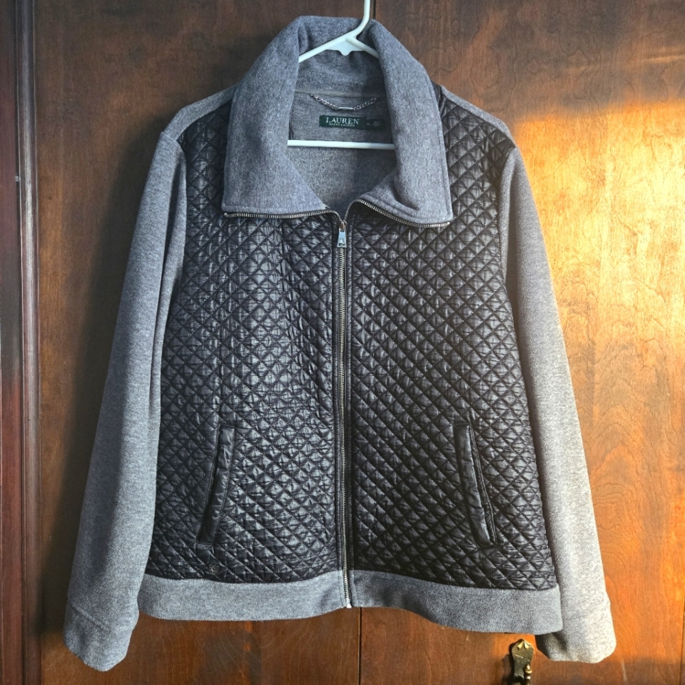 Lauren Ralph Lauren Quilted Fleece Jacket, XL (PTP=23.5")